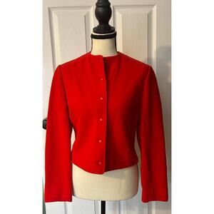 Pendleton Vintage Women’s Waist Jacket 100% Wool Red Bolero Office Wear Vibrant